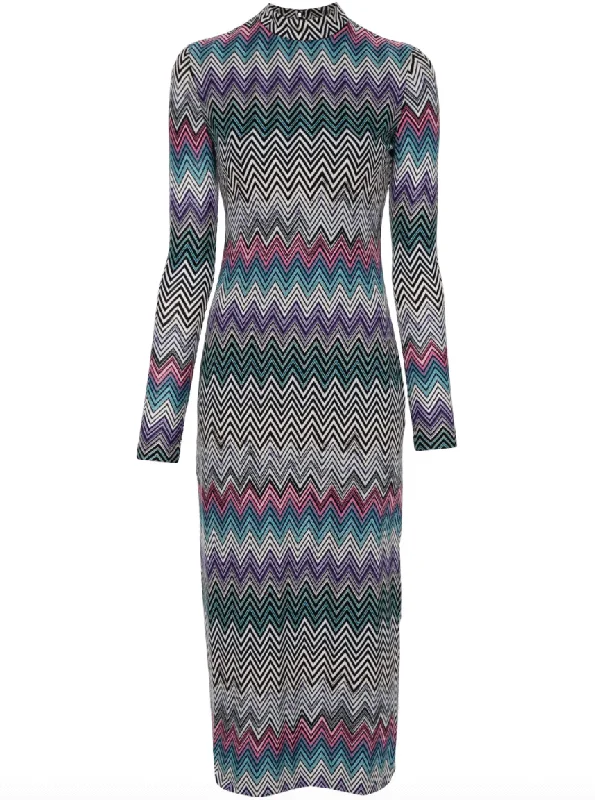 Midi Dresses for Club Edge -zigzag-woven midi dress