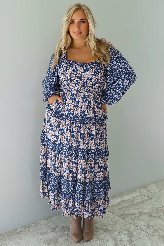 Side-Snap Midi Dresses -Totally Worth It Midi Dress: Navy/Multi