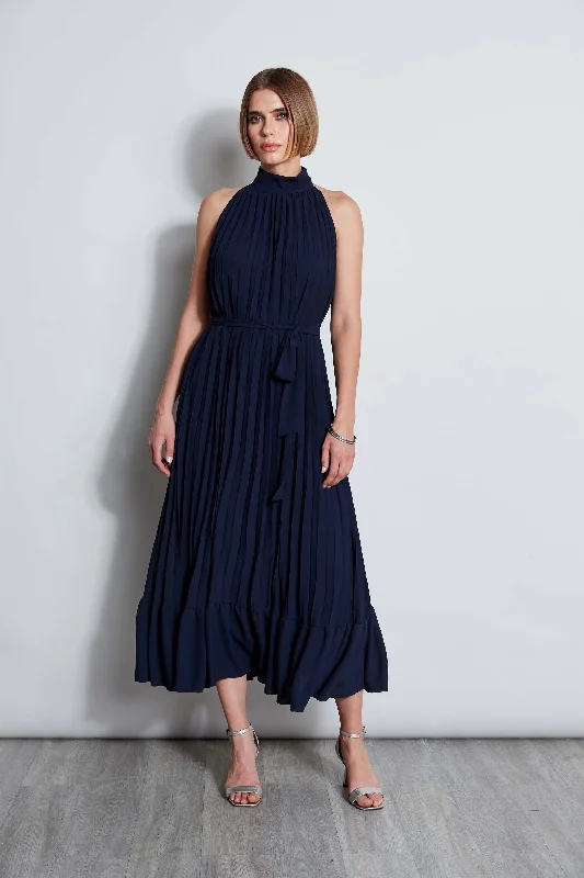 Midi Dresses for Fun Breaks -T-Tahari Pleated Halter Midi Dress