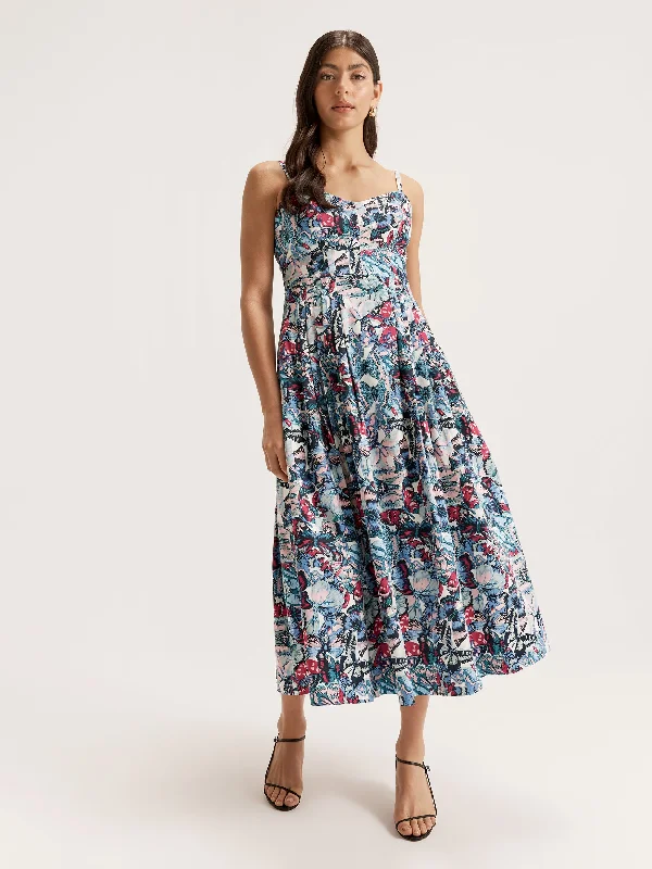 Puff-Cuff Midi Dresses -Gossamer Sundress