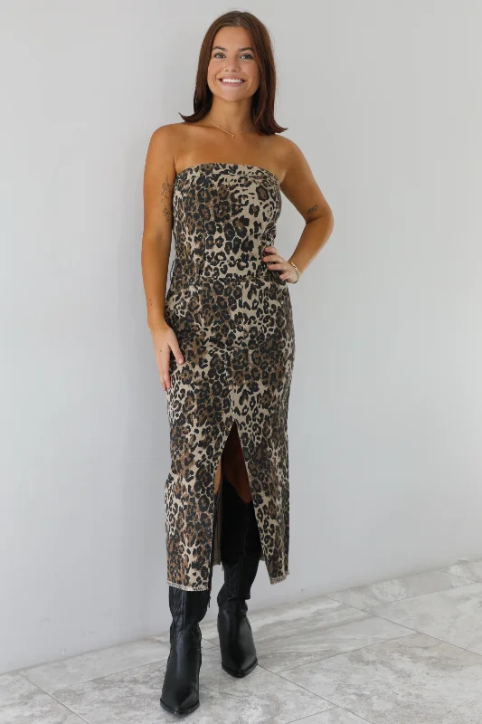 Thin-Wool Midi Dresses -Just A Little Midi Dress: Leopard