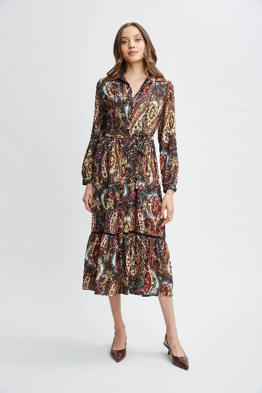 Midi Dresses for Night Beach -T-Tahari Paisley Midi Dress