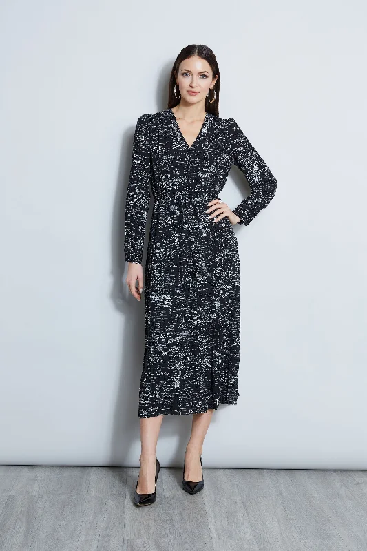 Bold-Cotton Midi Dresses -T-Tahari Script Print Midi Dress