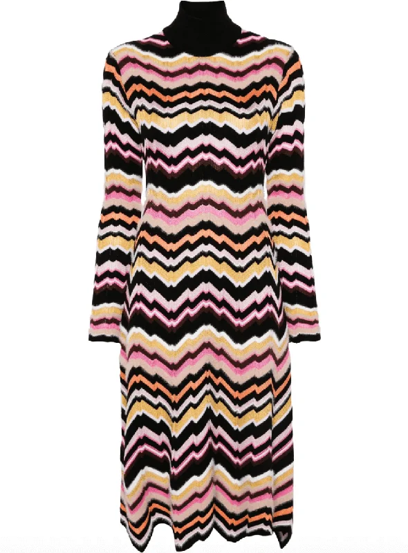 Rich-Cotton Midi Dresses -zigzag-detail midi dress