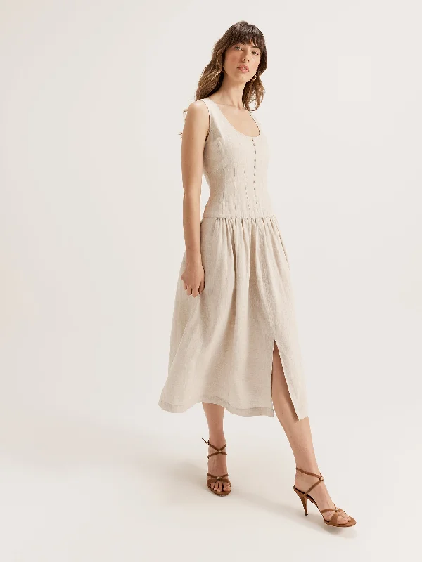 Shiny-Cotton Midi Dresses -Celine Sundress