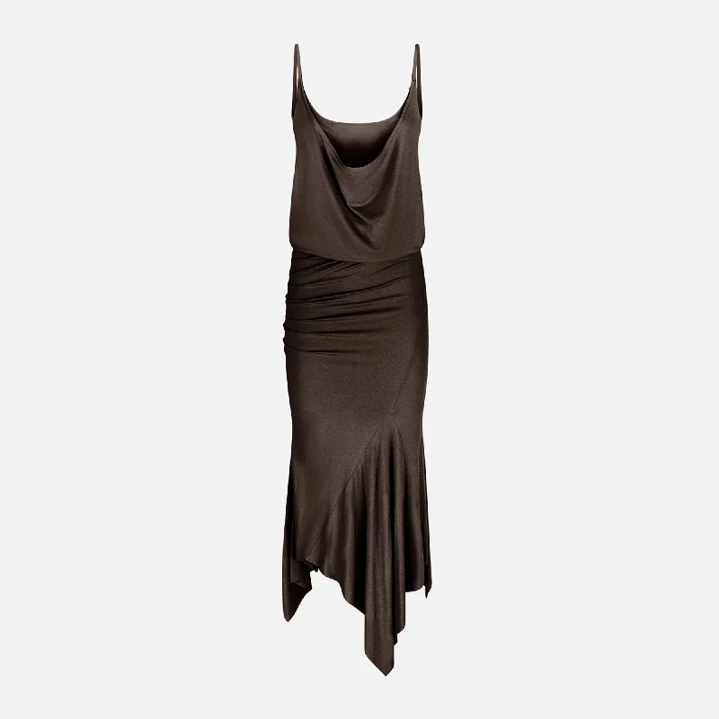 Cool-Satin Midi Dresses -The Attico Midi Dress - Dark Brown