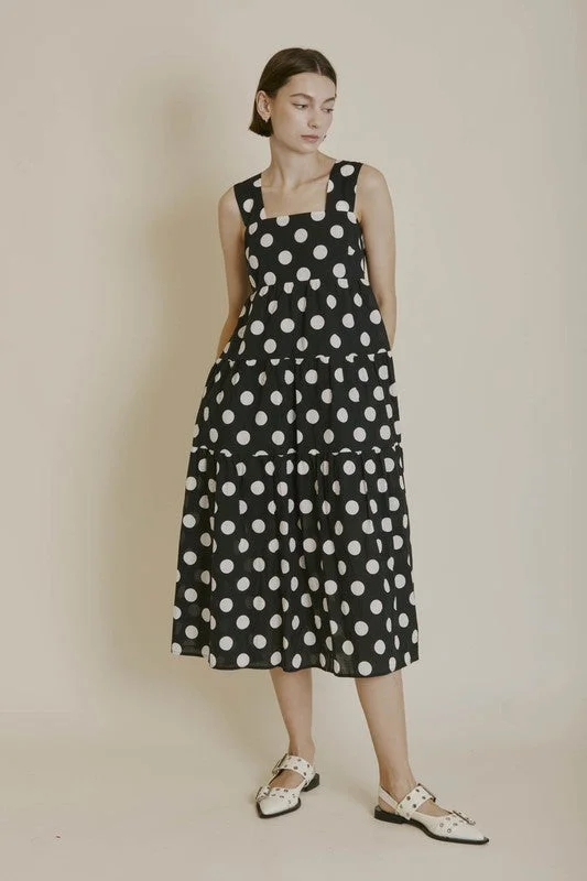 Midi Dresses for Night Eats -Polka Dot Midi Dress