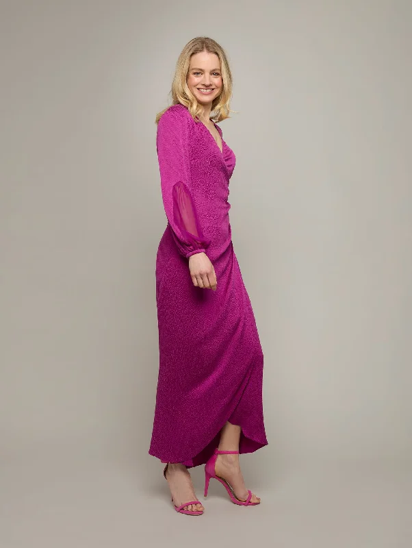 Bold-Hue Midi Dresses -IRIS | Silk Midi Wrap Dress