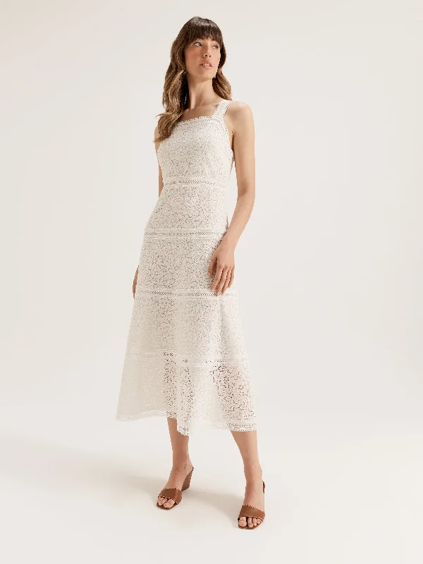 Puff-Edge Midi Dresses -Rumba Lace Midi Dress