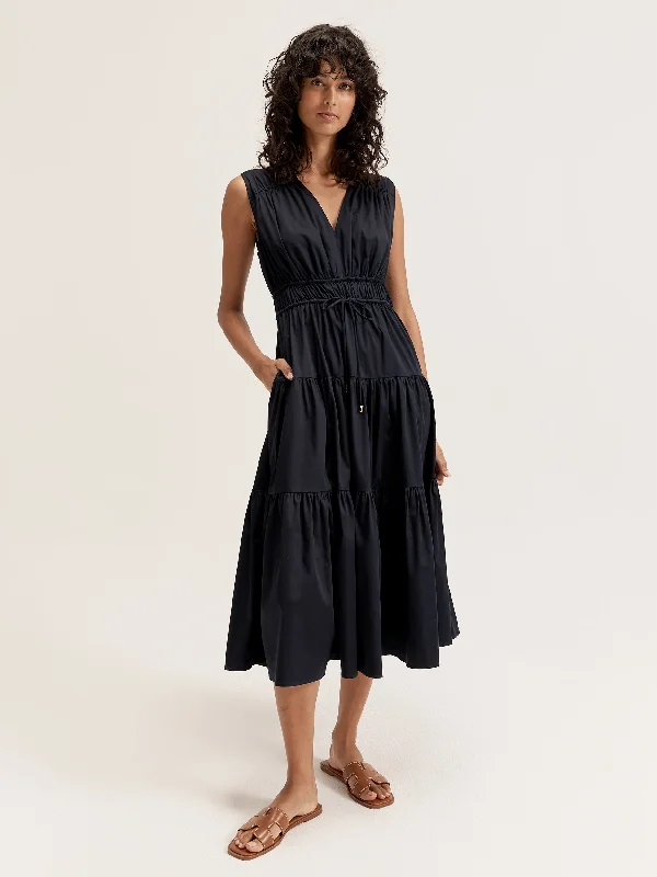 Wide-Cuff Midi Dresses -Puglia Sundress