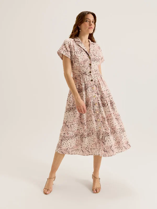 Midi Dresses for Game Nights -Cypress Paisley Dress