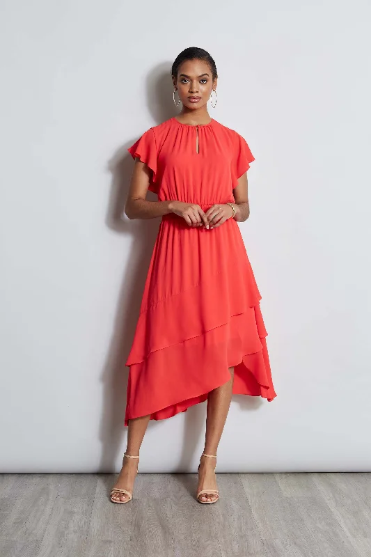 Side-Gather Midi Dresses -T-Tahari Keyhole Midi Dress