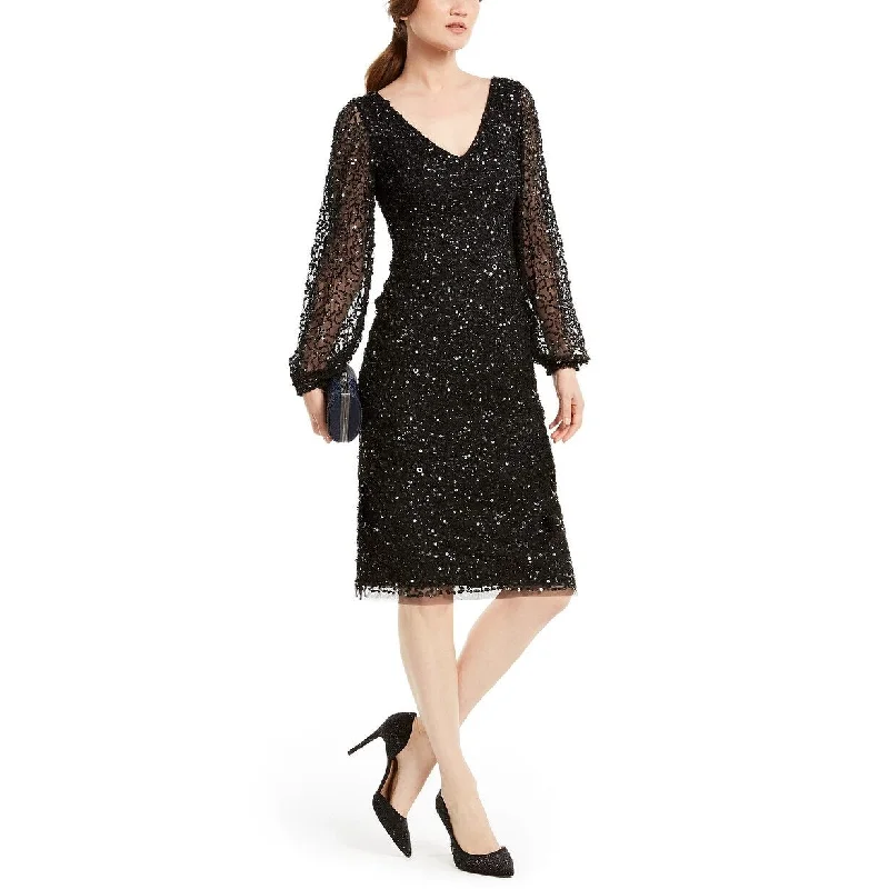 Lace-Back Party Dress -Adrianna Papell Women's Sequin Cocktail Dress Black Size 4