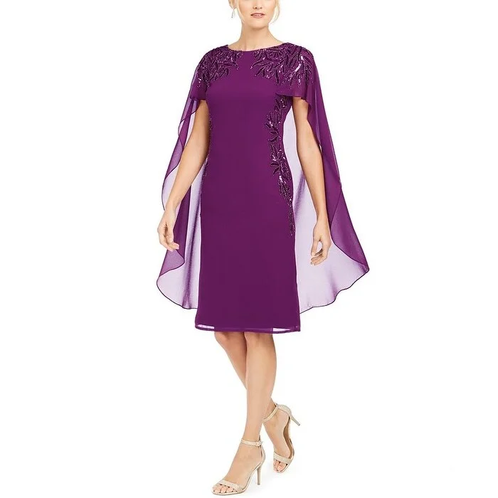 Asymmetrical Party Dress for Uniqueness -Adrianna Papell Women's Sleeveless Jewel Neck Short Cocktail Sheath Dress Purple Size 6