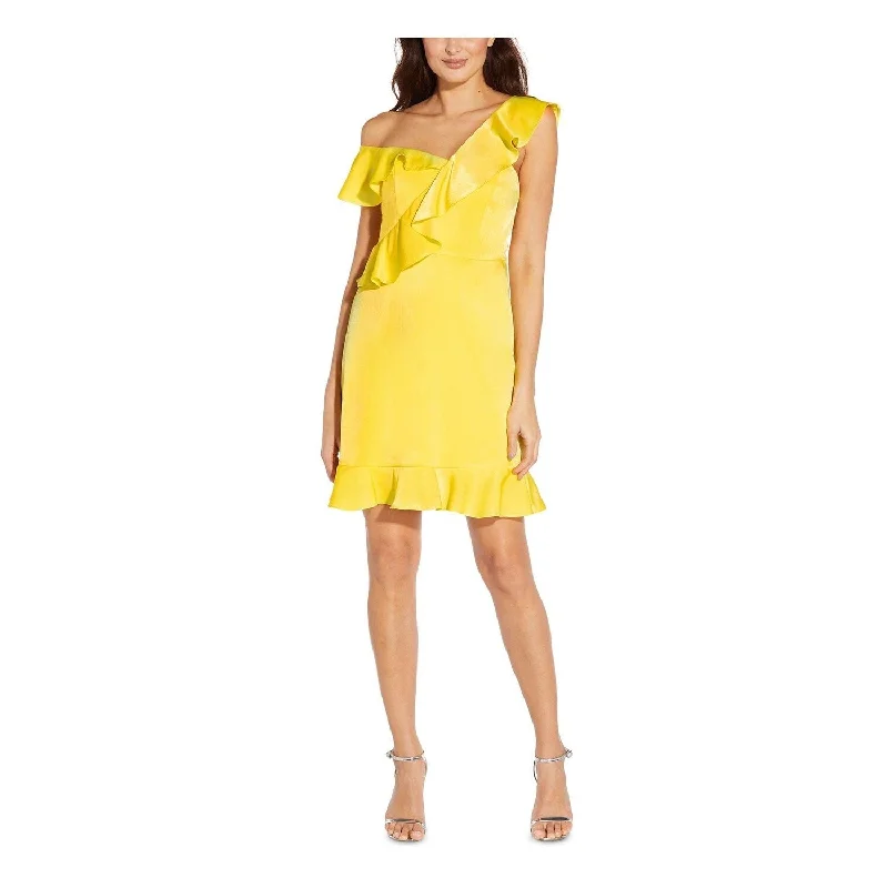 Flared-Hem Party Dress -Aidan By Aidan Mattox Women's Ruffled Cocktail Dress Yellow Size 18