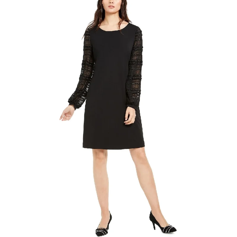 Alfani Women's Long Sleeve Jewel Neck Cocktail Dress Black Size M