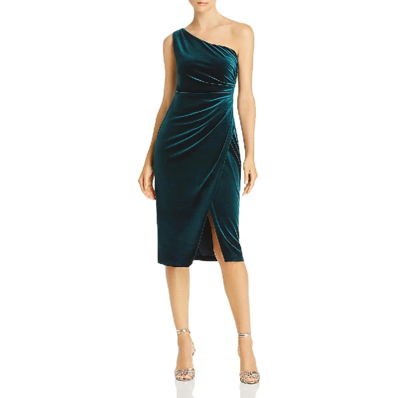 Reunion Party Dress for Nostalgia -Aqua Women's Velvet One Shoulder Cocktail Dress Green