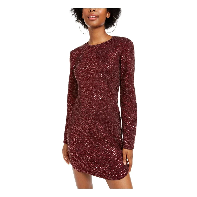 Casual-Meet Party Dress -B Darlin Women's Long Sleeve Short Sheath Cocktail Dress Purple Size Small