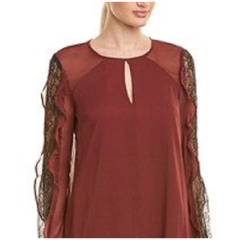 Bcbgeneration Women's Ruffled Lace Cocktail Dress Red Size X-Small