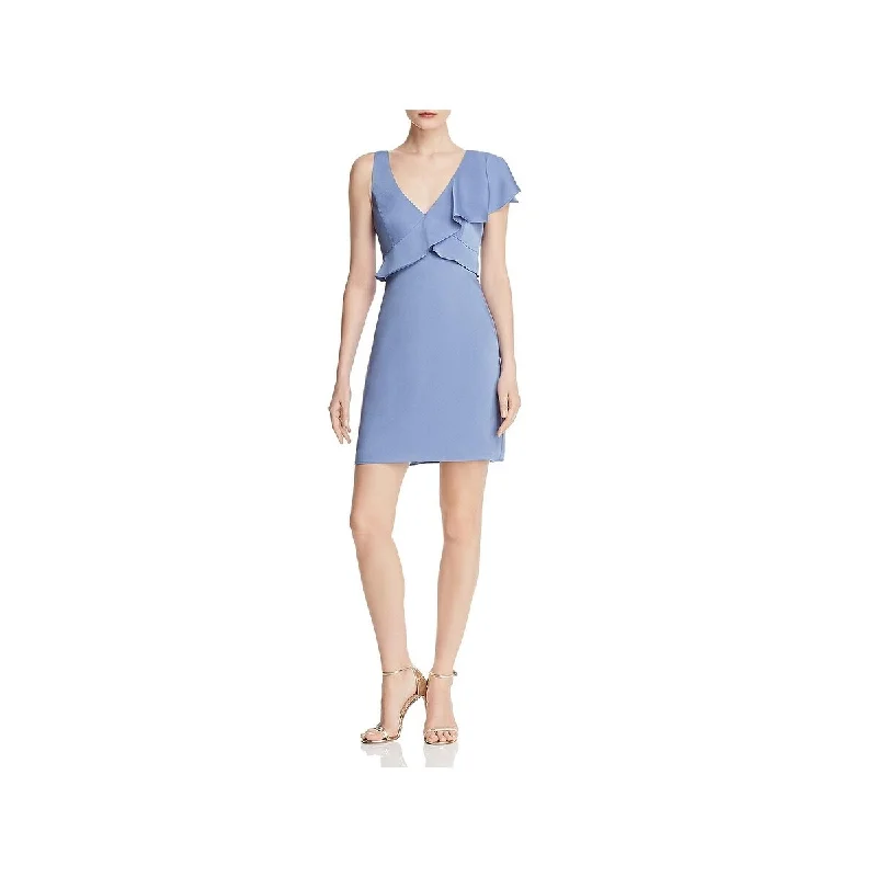 Lake-Chill Party Dress -Bcbgmaxazria Women's Ruffled Tie Back Cocktail Dress Blue Size X-Small