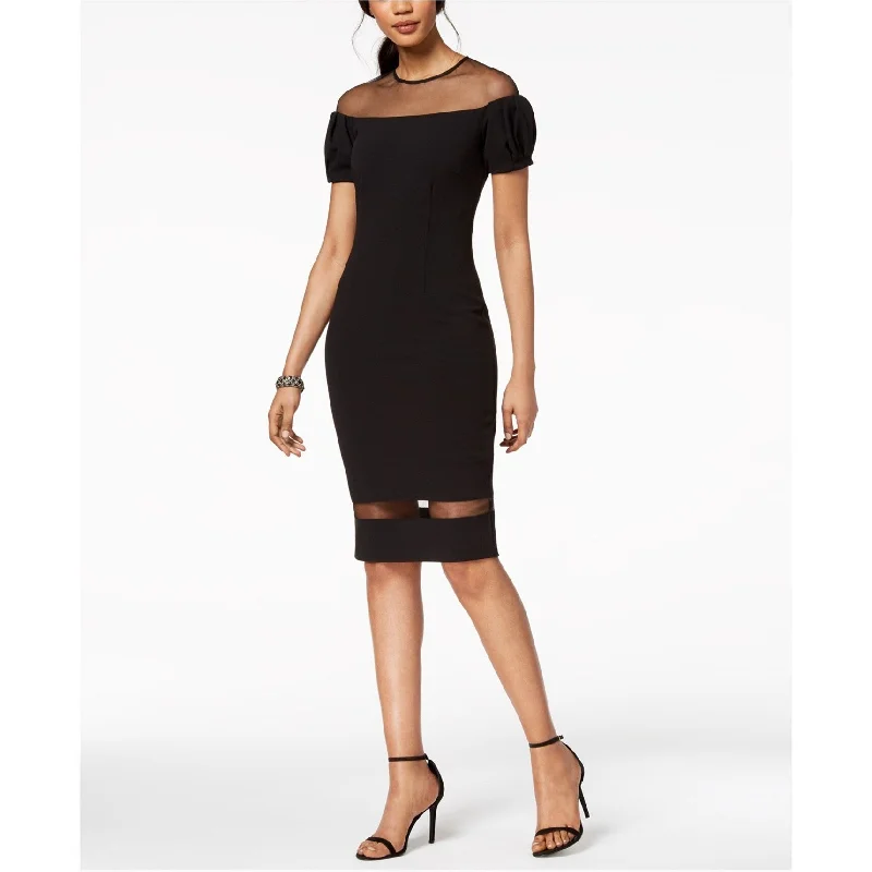 Betsy & Adam Womens Illusion Cocktail Sheath Dress, Black, 10