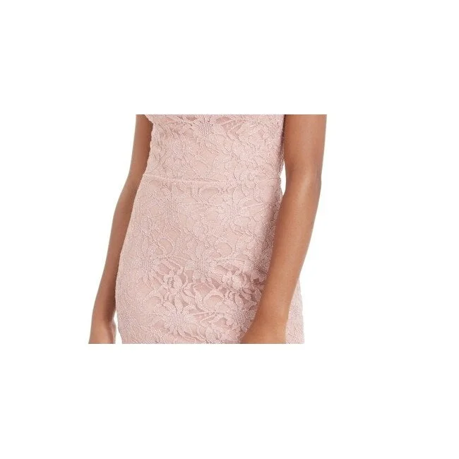 Mesh-Overlay Party Dress for Layers -City Studios Women's Embroidered Cut Out Sleeveless Halter Short Body Con Cocktail Dress Pink Size 9