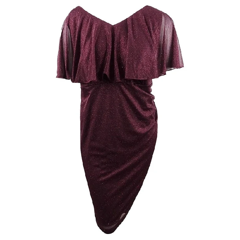 Art-Event Party Dress -Connected Apparel Women's Sparkle V-Neck Cocktail Dress Purple Size 6