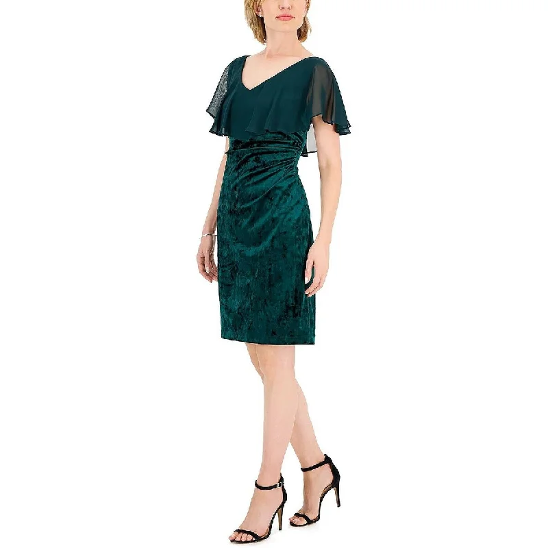 Retro-Print Party Dress -Connected Women's Velvet Chiffon Cocktail And Party Dress Green Size 6