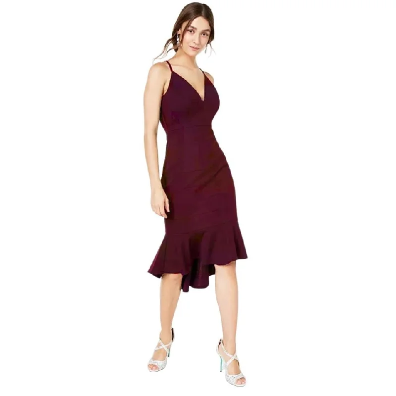 Soft-Stripe Party Dress -Emerald Sundae Women's Spaghetti Strap Sweetheart Neckline Below The Knee Sheath Cocktail Dress Wine Size M