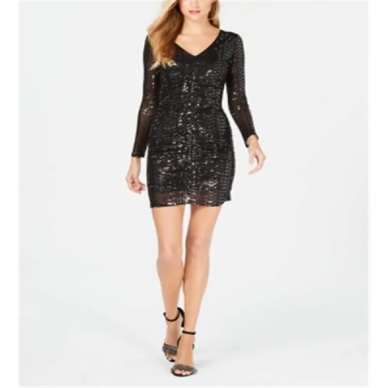 Guess Women's Sequined Cocktail Bodycon Dress -Black Size 8