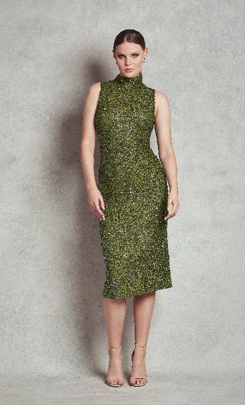 Bright Party Dress for Energy -Harper Cocktail - Olive Green (V1-C10)