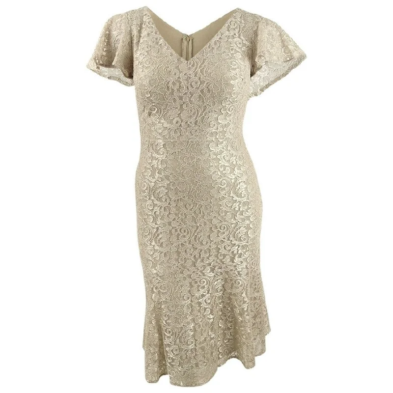 Lauren Ralph Lauren Women's Flutter-Sleeve Lace Cocktail Dress