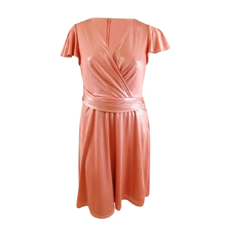 Lauren Ralph Lauren Women's Foiled Jersey Cocktail Dress (10, Pink)