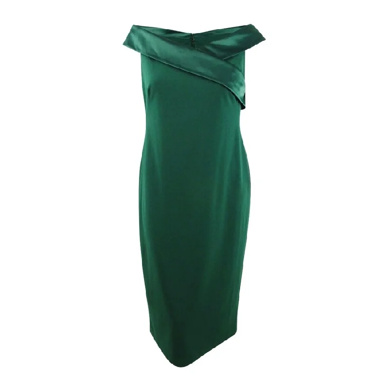 Lauren Ralph Lauren Women's Satin-Collar Cocktail Dress (4, Dark Fern)