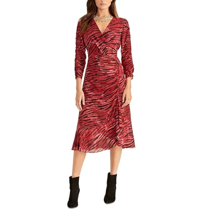 Rachel Roy Women's Animal Print Ruched Anja Cocktail Dress Pink Size 8