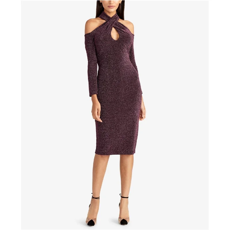 Rachel Roy Womens Metallic Bodycon Cocktail Dress, Purple, X-Large