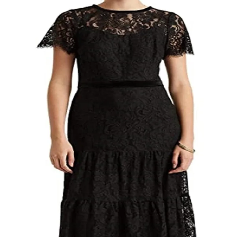 Concert Party Dress for Vibes -Ralph Lauren Women's Floral Lace Cocktail Dress Black Size 2