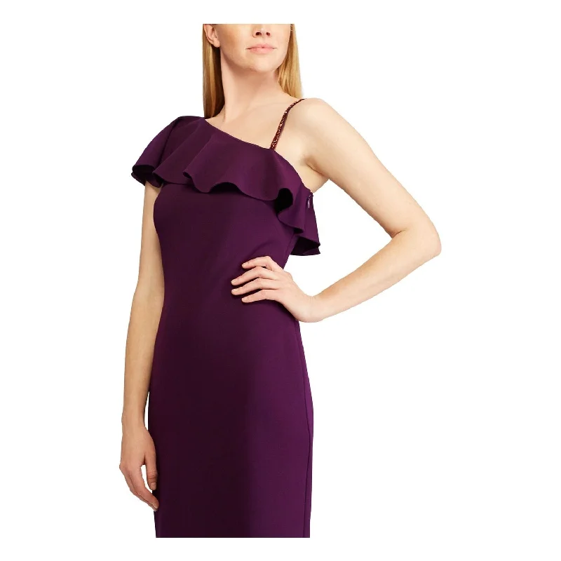 Bow-Back Party Dress -Ralph Lauren Women's Flutter Sleeve Sheath Cocktail Dress Purple Size 2