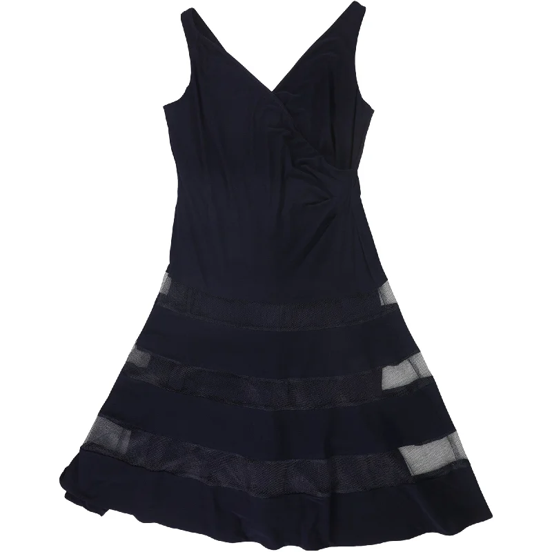 Ralph Lauren Womens Tulle Stripe Cocktail Dress, Blue, 6