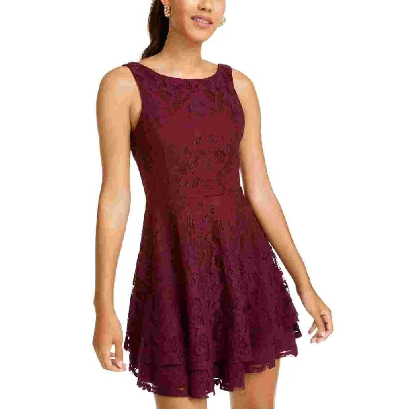 Shift-Back Party Dress -Speechless Women's Sleeveless Jewel Neck Short Fit Flare Cocktail Dress Purple Size 1