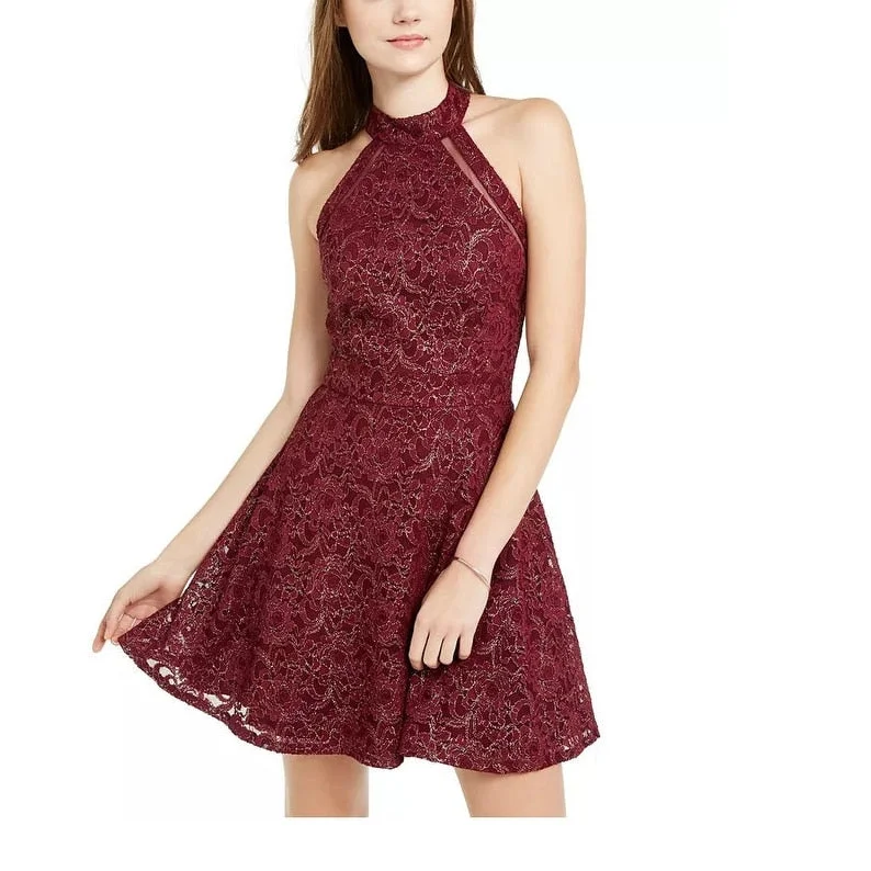 Flowy-Chiffon Party Dress -Teeze Me Juniors' Open Back Mesh Cocktail And Party Dress Red Size 5