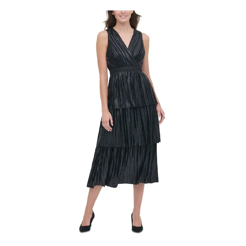 Drop-Waist Party Dress -Tommy Hilfiger Women's Sleeveless Tea Length Sheath Cocktail Dress Black Size 14