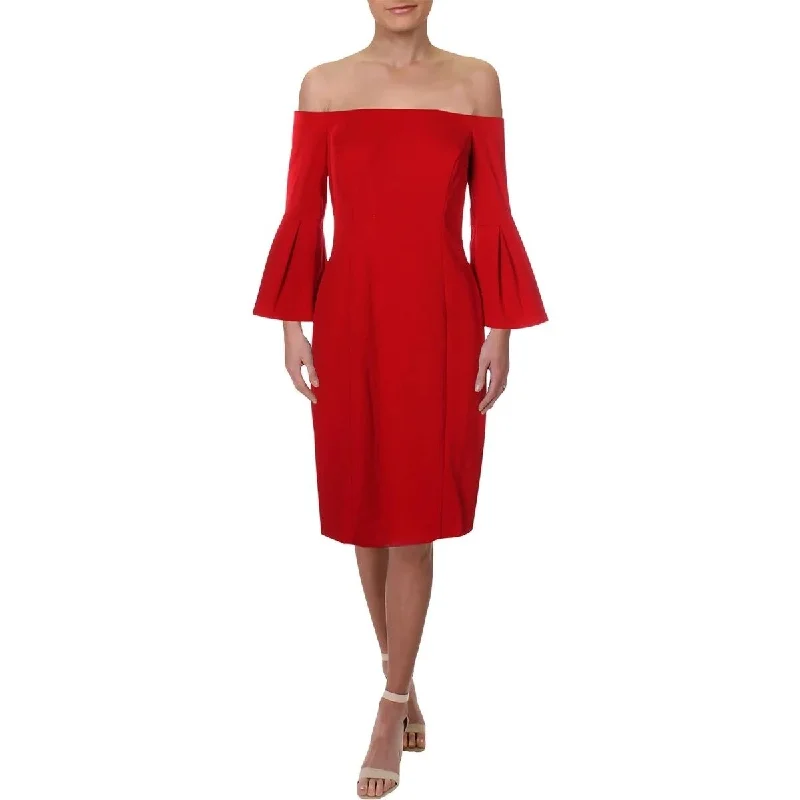 Earthy-Tone Party Dress -Vince Camuto Women's Party Off-The-Shoulder Cocktail Dress Red Size 8"