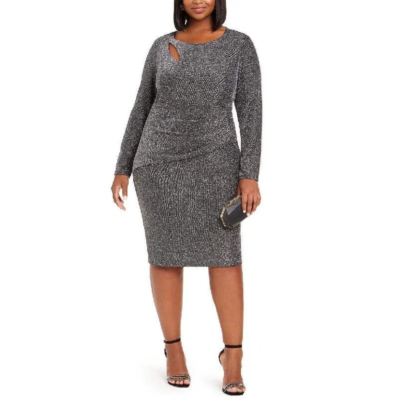 Music-Night Party Dress -Xscape Women's Plus Size Glitter Cocktail Dress Black Size 22W