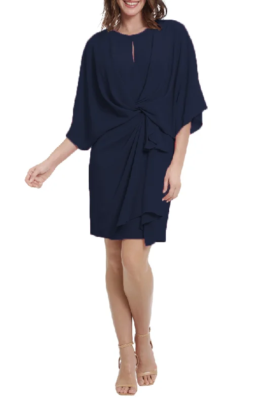 Game-Chill Party Dress -10 - london times navy twist front draped cocktail dress