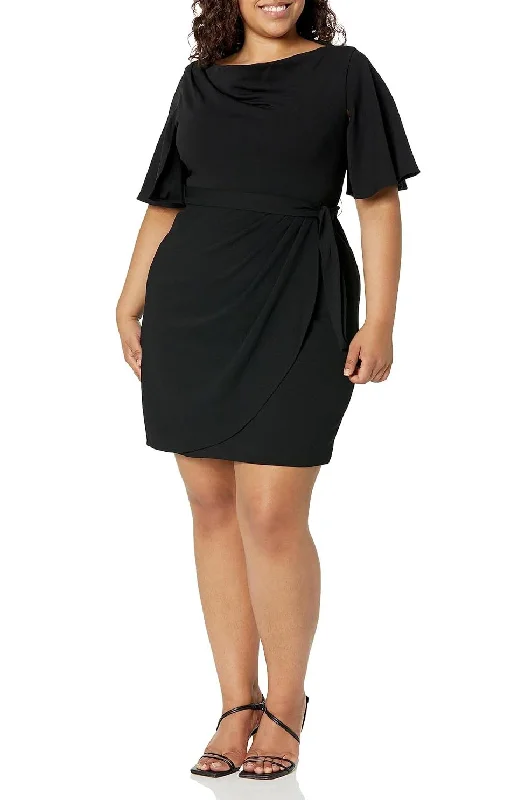 Ruffle-Back Party Dress -14 - dkny black cowl neck crepe cocktail dress