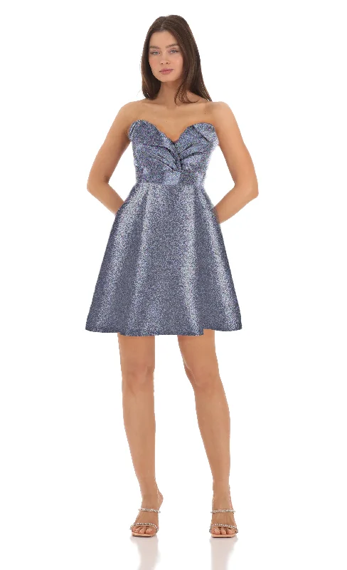 Night-Chill Party Dress -4 - thread social grey strapless cocktail dress