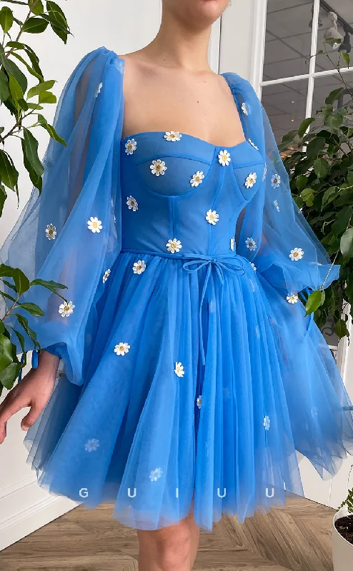 Patio Evening Dress -GH417 - A Line Sweetheart Long Sleeves Vintage Homecoming Dress