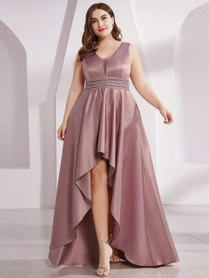 Wine-Chill Party Dress -Women's Plus Size Asymmetric High Low Cocktail Party Dress