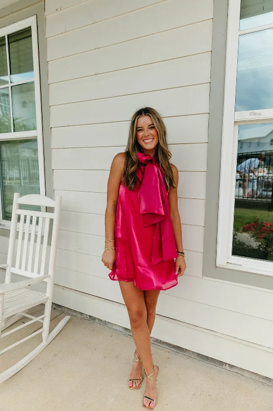 Mini Dresses in Thin Stripes -All Fancy Mini Dress - Fuchsia